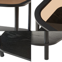 Tavolino Latama a Piano Quadrato in Vetro Fumé Bronzo - Nero [en.casa]