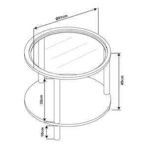 Tavolino Rotondo Latama a Piano in Vetro Fumé Bronzo - Naturale/Nero [en.casa]