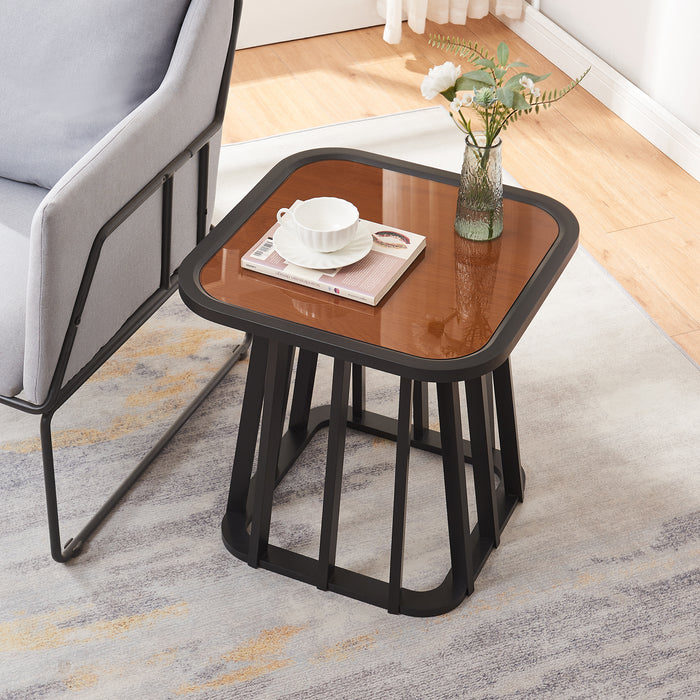 Tavolino Quadrato Burgess da Salotto 51x51x51 cm - Nero/Effeto Noce [en.casa]