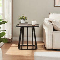 Tavolino Quadrato Burgess da Salotto 51x51x51 cm - Nero/Effeto Noce [en.casa]