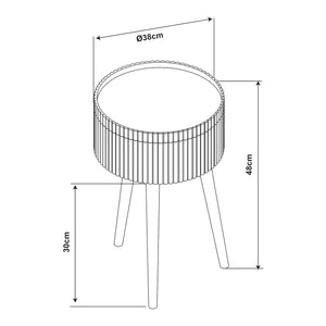 Tavolino Basso Bongard a Piano Rotondo Rimovibile e Contenitore -  Bianco [en.casa]