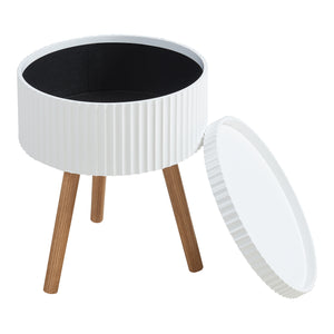 Tavolino Basso Bongard a Piano Rotondo Rimovibile e Contenitore -  Bianco [en.casa]