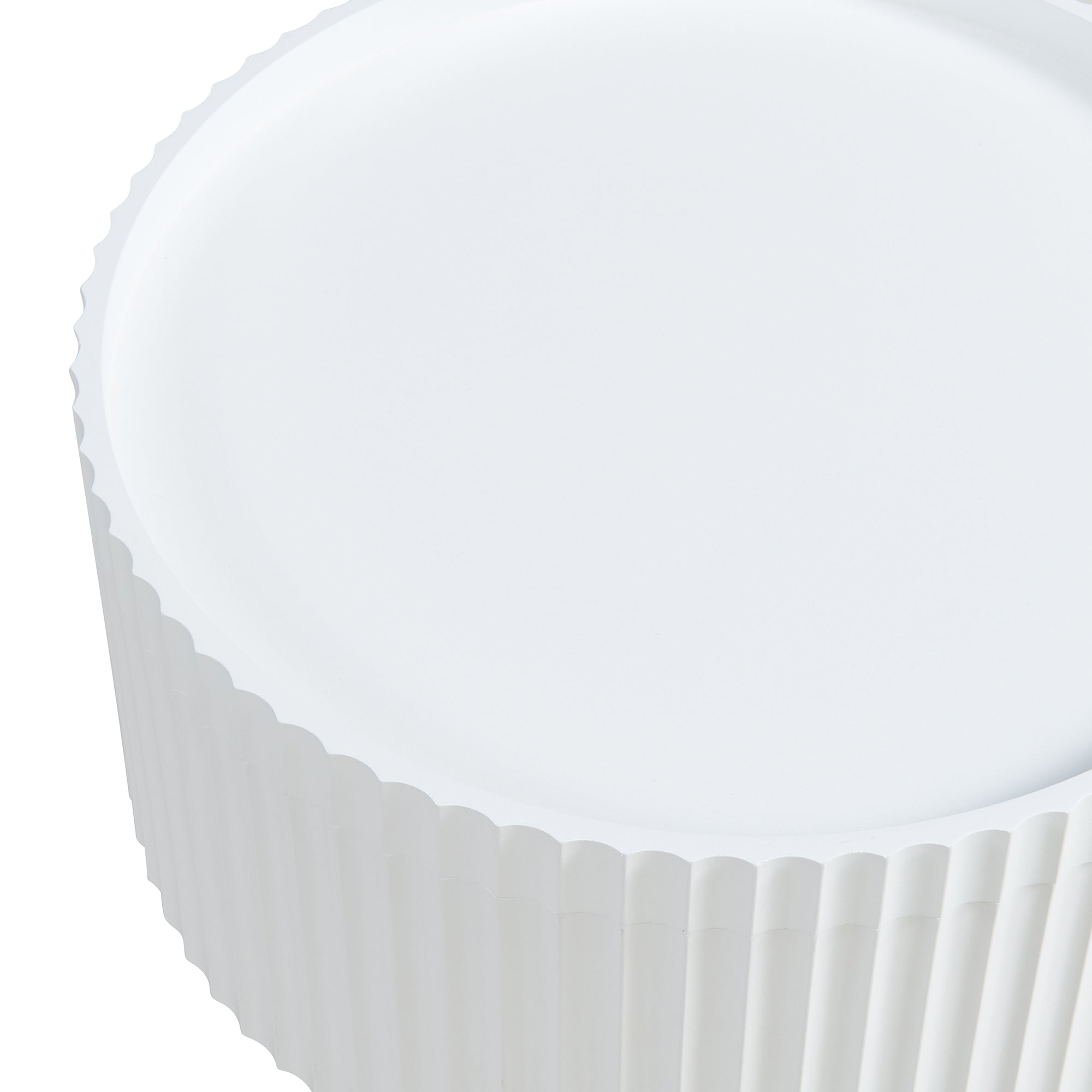 Tavolino Basso Bongard a Piano Rotondo Rimovibile e Contenitore -  Bianco [en.casa]