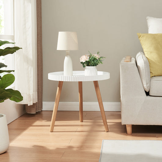 Tavolino Basso Bongard a Piano Rotondo Ø50 x 45 cm -  Bianco [en.casa]