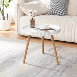 Tavolino Basso Bongard a Piano Rotondo Ø50 x 45 cm -  Bianco [en.casa]