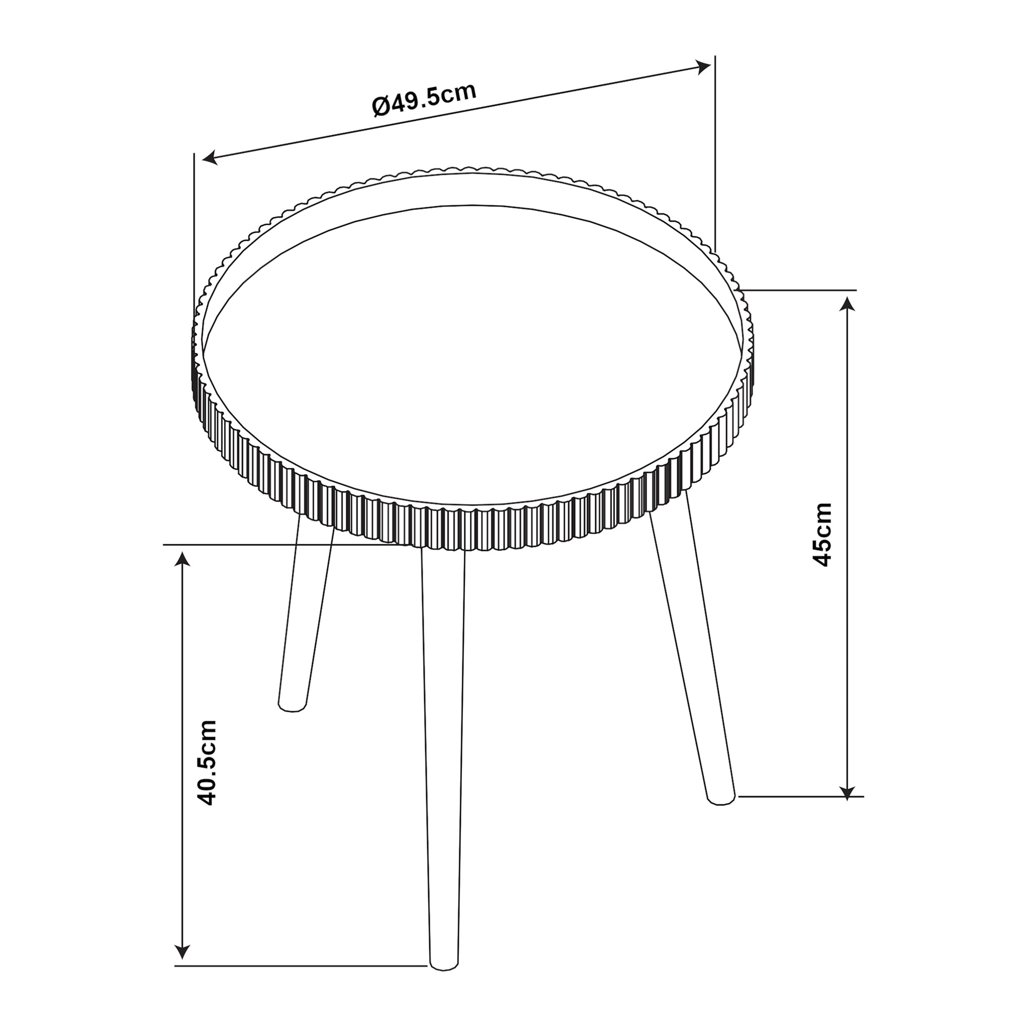 Tavolino Basso Bongard a Piano Rotondo Ø50 x 45 cm -  Bianco [en.casa]
