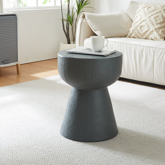 Tavolino Rotondo Oulvepijanse in Calcestruzzo Leggero Design Torre 51xØ40 cm Grigio Scuro [en.casa]