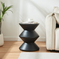 Tavolino Rotondo Kyppeslo in Calcestruzzo Leggero 47xØ37 cm Nero [en.casa]