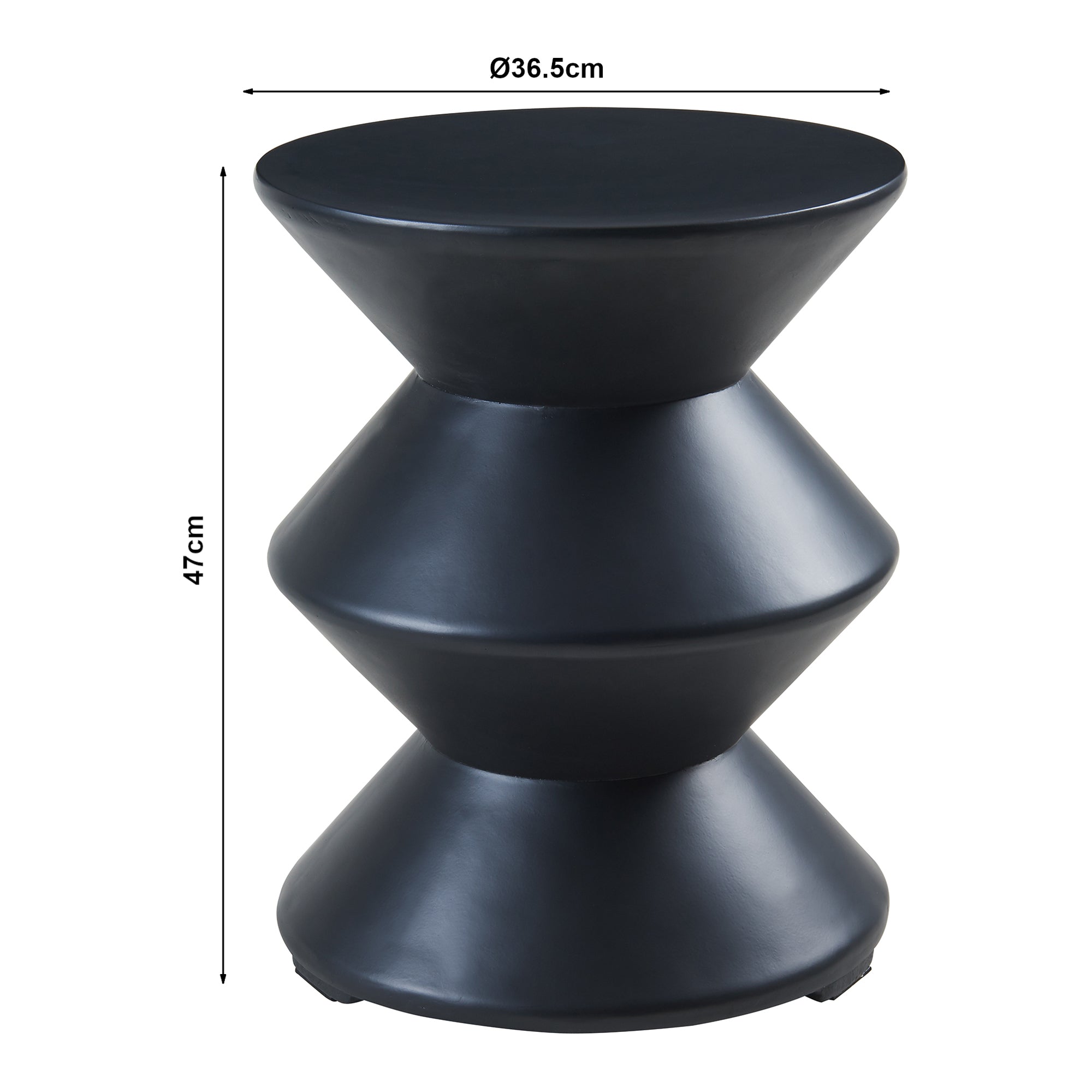 Tavolino Rotondo Kyppeslo in Calcestruzzo Leggero 47xØ37 cm Nero [en.casa]