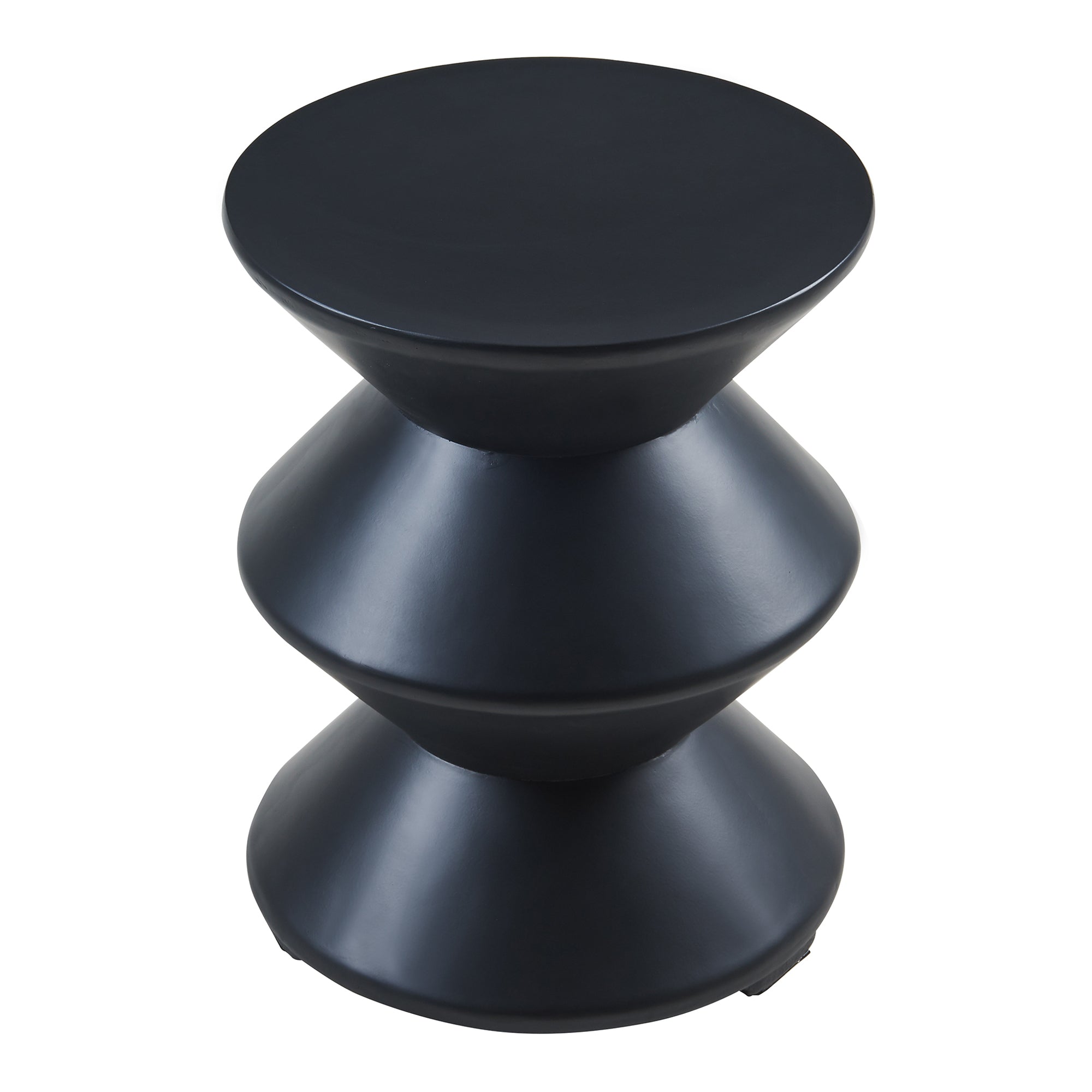 Tavolino Rotondo Kyppeslo in Calcestruzzo Leggero 47xØ37 cm Nero [en.casa]