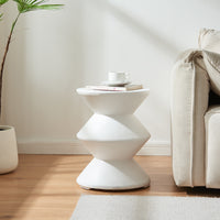 Tavolino Rotondo Kyppeslo in Calcestruzzo Leggero 47xØ37 cm Bianco [en.casa]