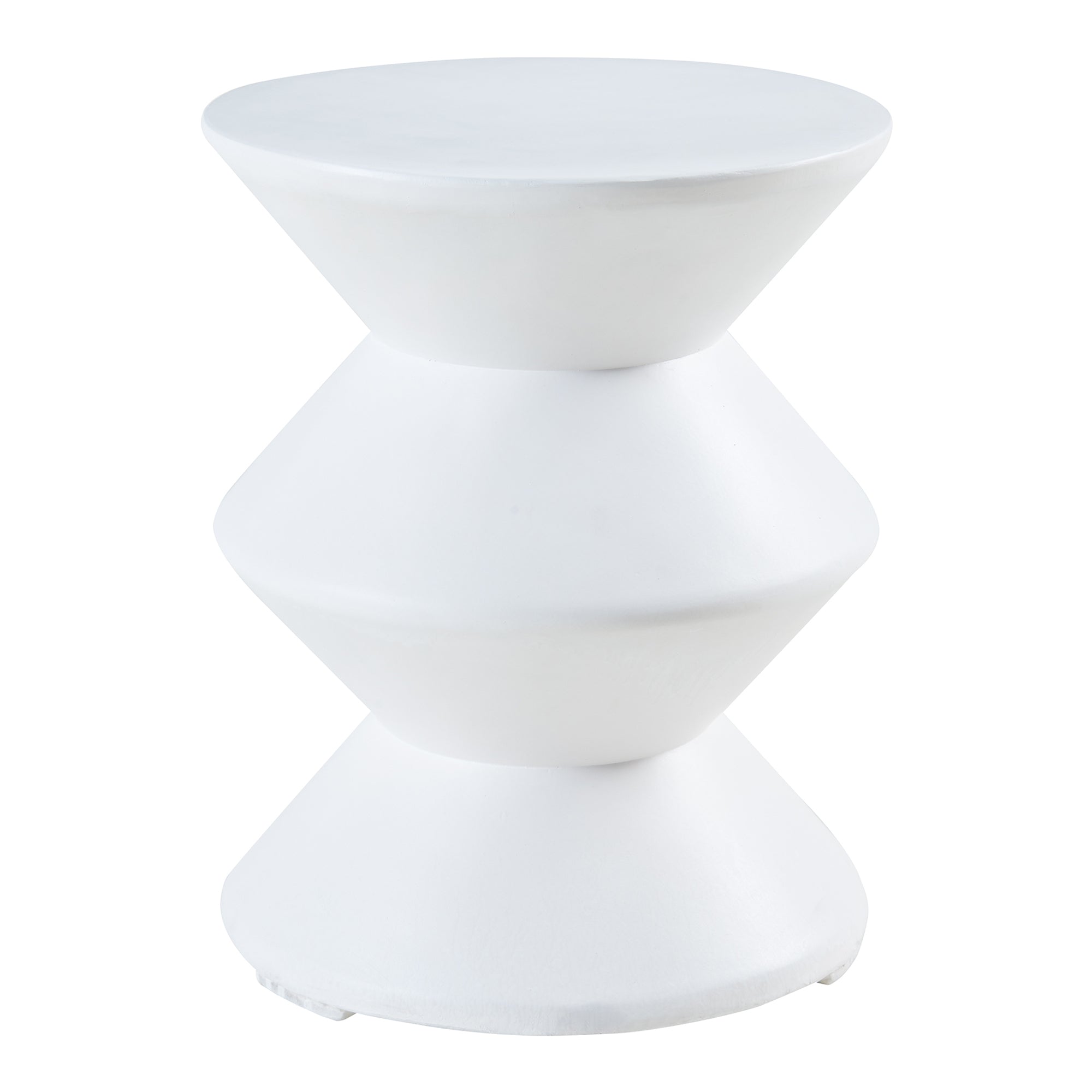 Tavolino Rotondo Kyppeslo in Calcestruzzo Leggero 47xØ37 cm Bianco [en.casa]