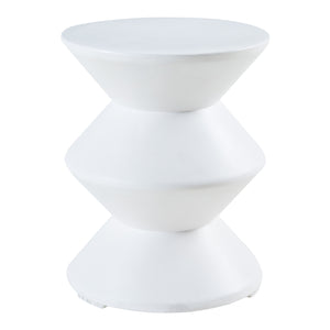 Tavolino Rotondo Kyppeslo in Calcestruzzo Leggero 47xØ37 cm Bianco [en.casa]