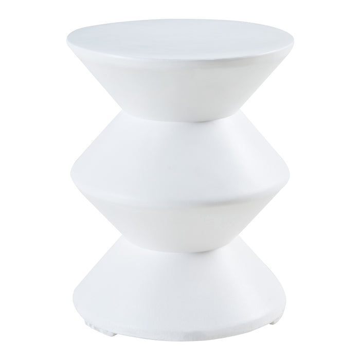 Tavolino Rotondo Kyppeslo in Calcestruzzo Leggero 47xØ37 cm Bianco [en.casa]