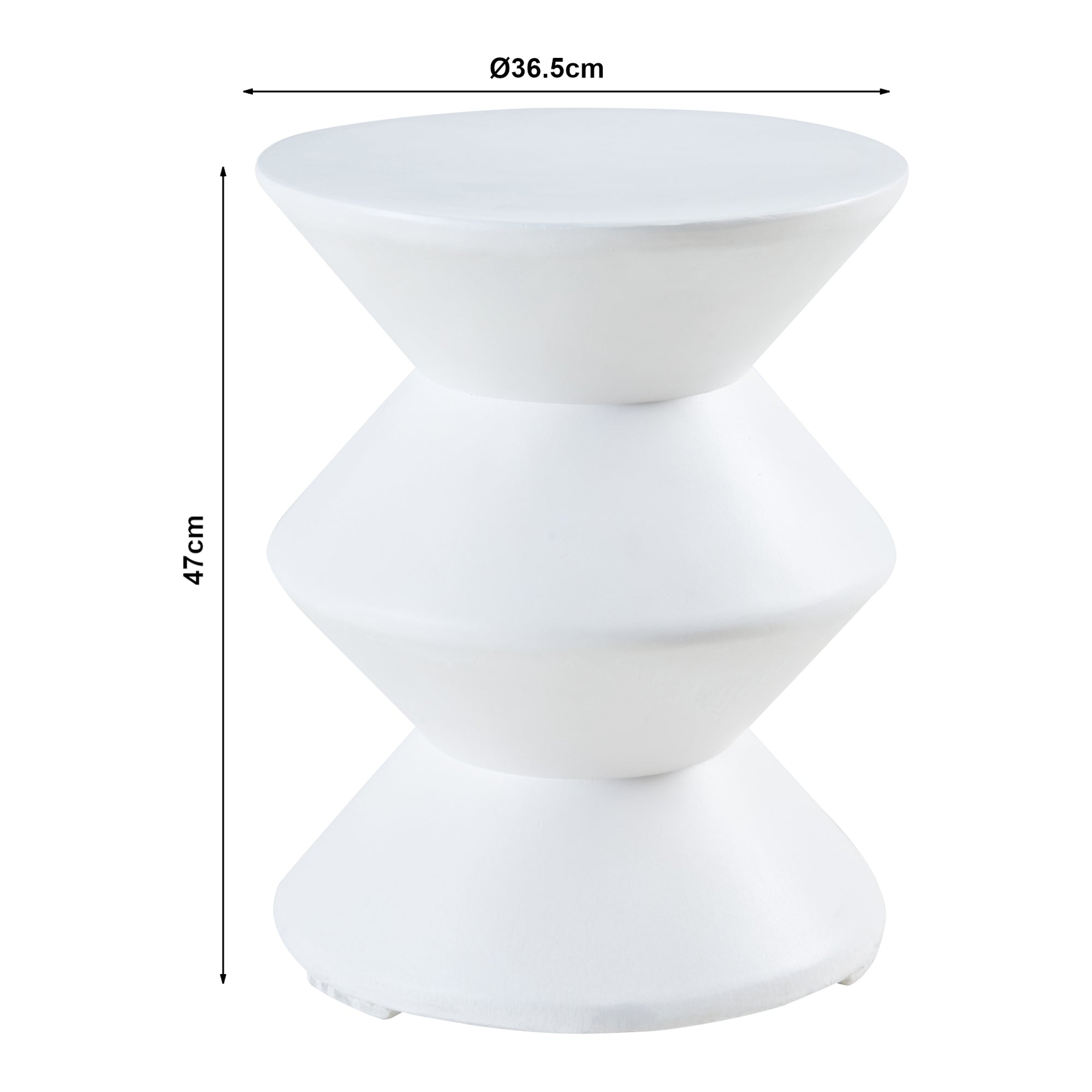 Tavolino Rotondo Kyppeslo in Calcestruzzo Leggero 47xØ37 cm Bianco [en.casa]