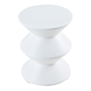 Tavolino Rotondo Kyppeslo in Calcestruzzo Leggero 47xØ37 cm Bianco [en.casa]