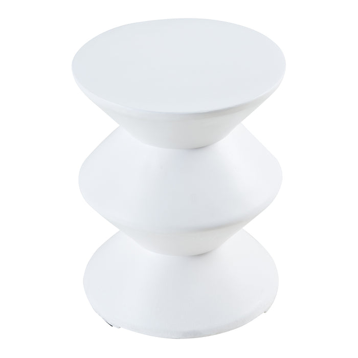 Tavolino Rotondo Kyppeslo in Calcestruzzo Leggero 47xØ37 cm Bianco [en.casa]