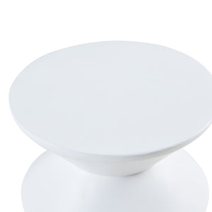 Tavolino Rotondo Kyppeslo in Calcestruzzo Leggero 47xØ37 cm Bianco [en.casa]