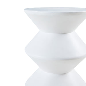 Tavolino Rotondo Kyppeslo in Calcestruzzo Leggero 47xØ37 cm Bianco [en.casa]