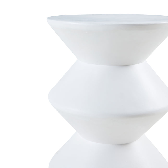 Tavolino Rotondo Kyppeslo in Calcestruzzo Leggero 47xØ37 cm Bianco [en.casa]