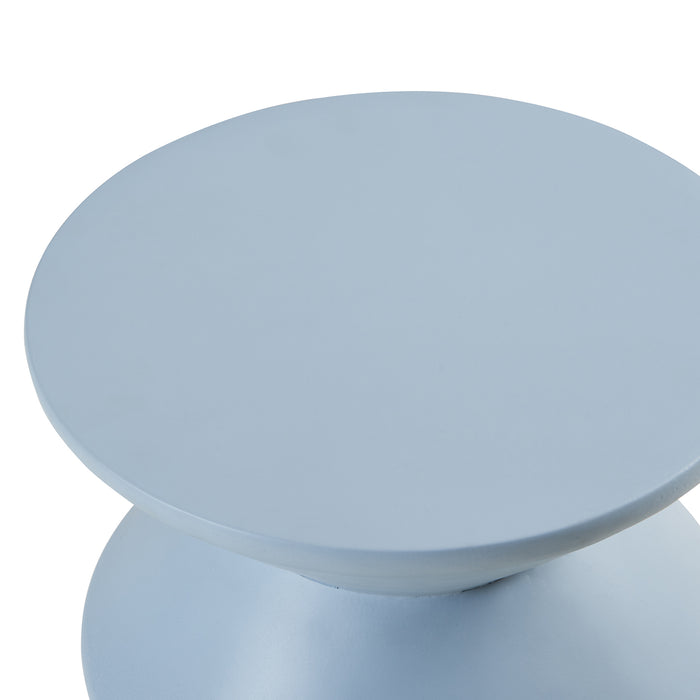 Tavolino Rotondo Kyppeslo in Calcestruzzo Leggero 47xØ37 cm Azzurro [en.casa]