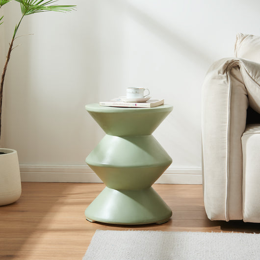 Tavolino Rotondo Kyppeslo in Calcestruzzo Leggero 47xØ37 cm Menta Verde [en.casa]