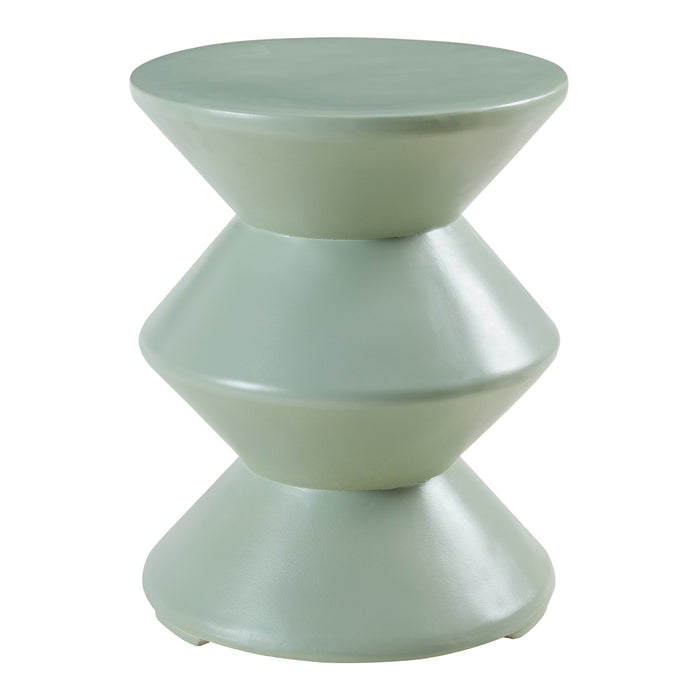 Tavolino Rotondo Kyppeslo in Calcestruzzo Leggero 47xØ37 cm Menta Verde [en.casa]