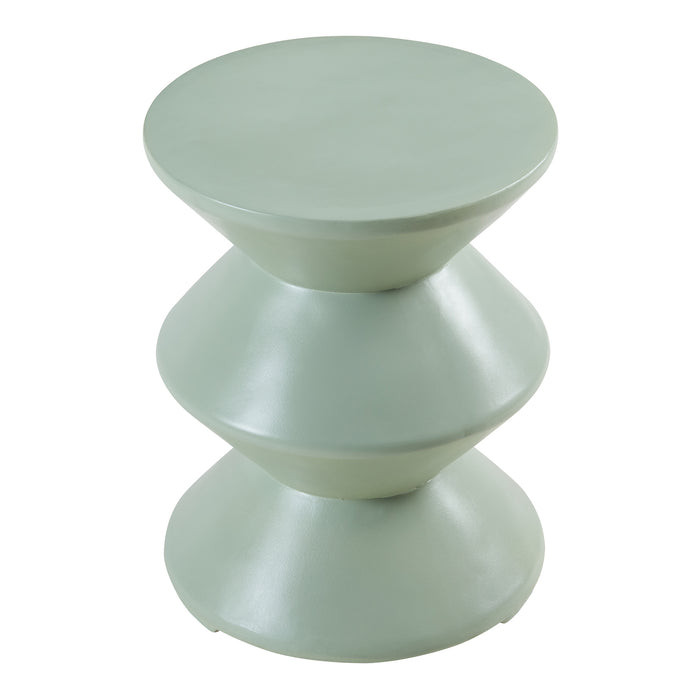 Tavolino Rotondo Kyppeslo in Calcestruzzo Leggero 47xØ37 cm Menta Verde [en.casa]