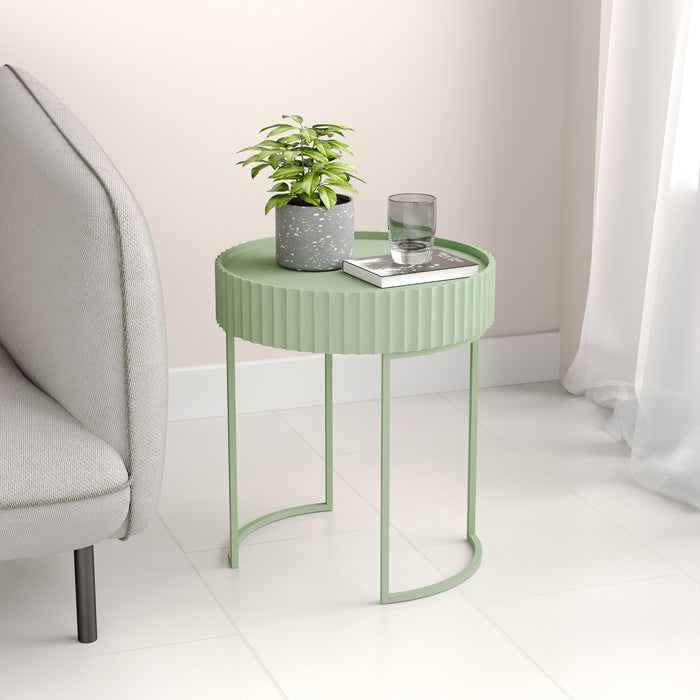 Tavolino Rotondo Rill da Salotto 46 x Ø40 cm - Menta Verde [en.casa]
