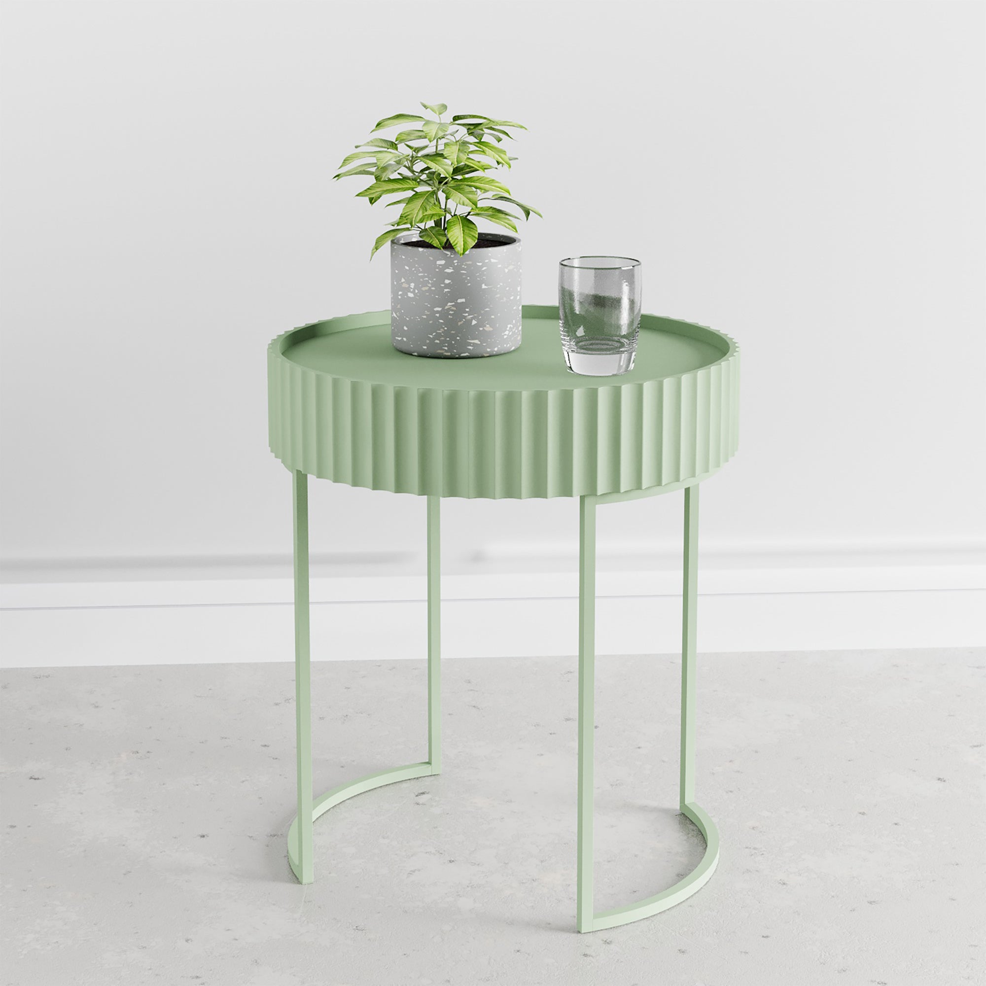 Tavolino Rotondo Rill da Salotto 46 x Ø40 cm - Menta Verde [en.casa]