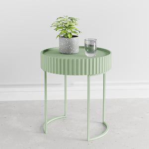 Tavolino Rotondo Rill da Salotto 46 x Ø40 cm - Menta Verde [en.casa]
