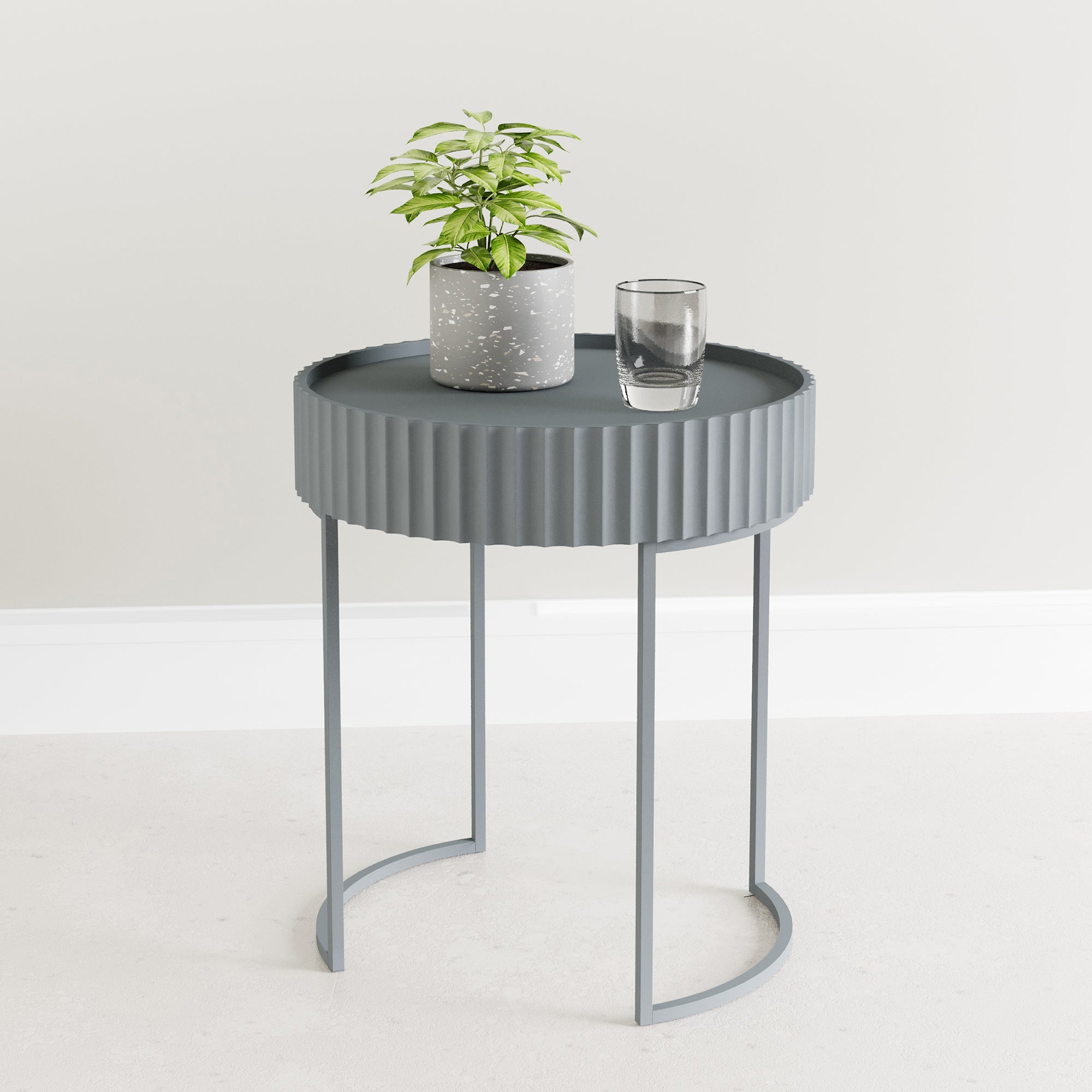 Tavolino Rotondo Rill da Salotto 46 x Ø40 cm - Grigio [en.casa]