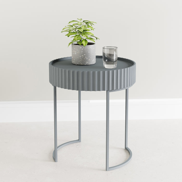 Tavolino Rotondo Rill da Salotto 46 x Ø40 cm - Grigio [en.casa]
