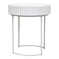 Tavolino Rotondo Rill da Salotto 46 x Ø40 cm - Bianco [en.casa]