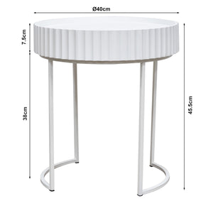 Tavolino Rotondo Rill da Salotto 46 x Ø40 cm - Bianco [en.casa]