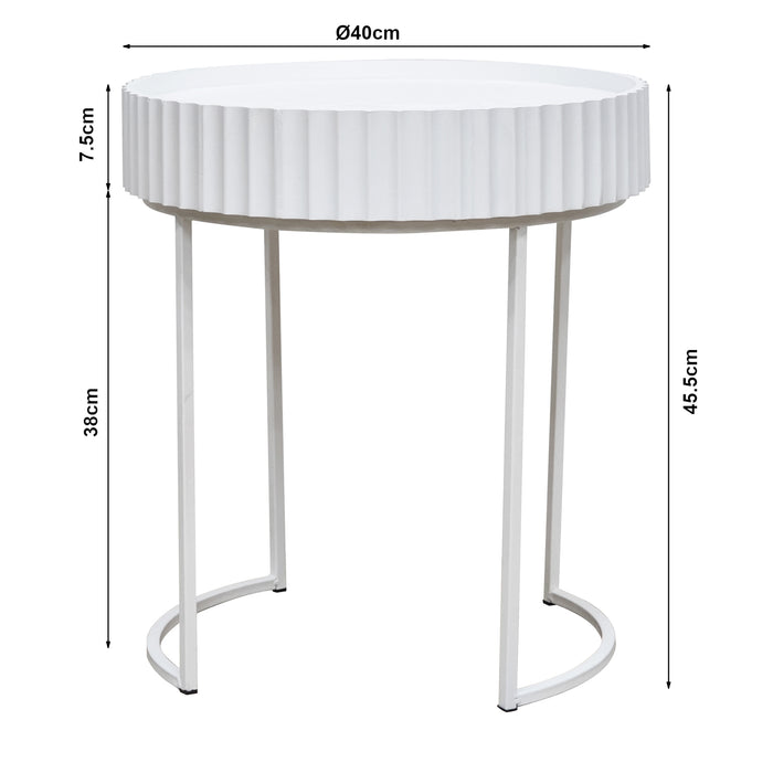 Tavolino Rotondo Rill da Salotto 46 x Ø40 cm - Bianco [en.casa]