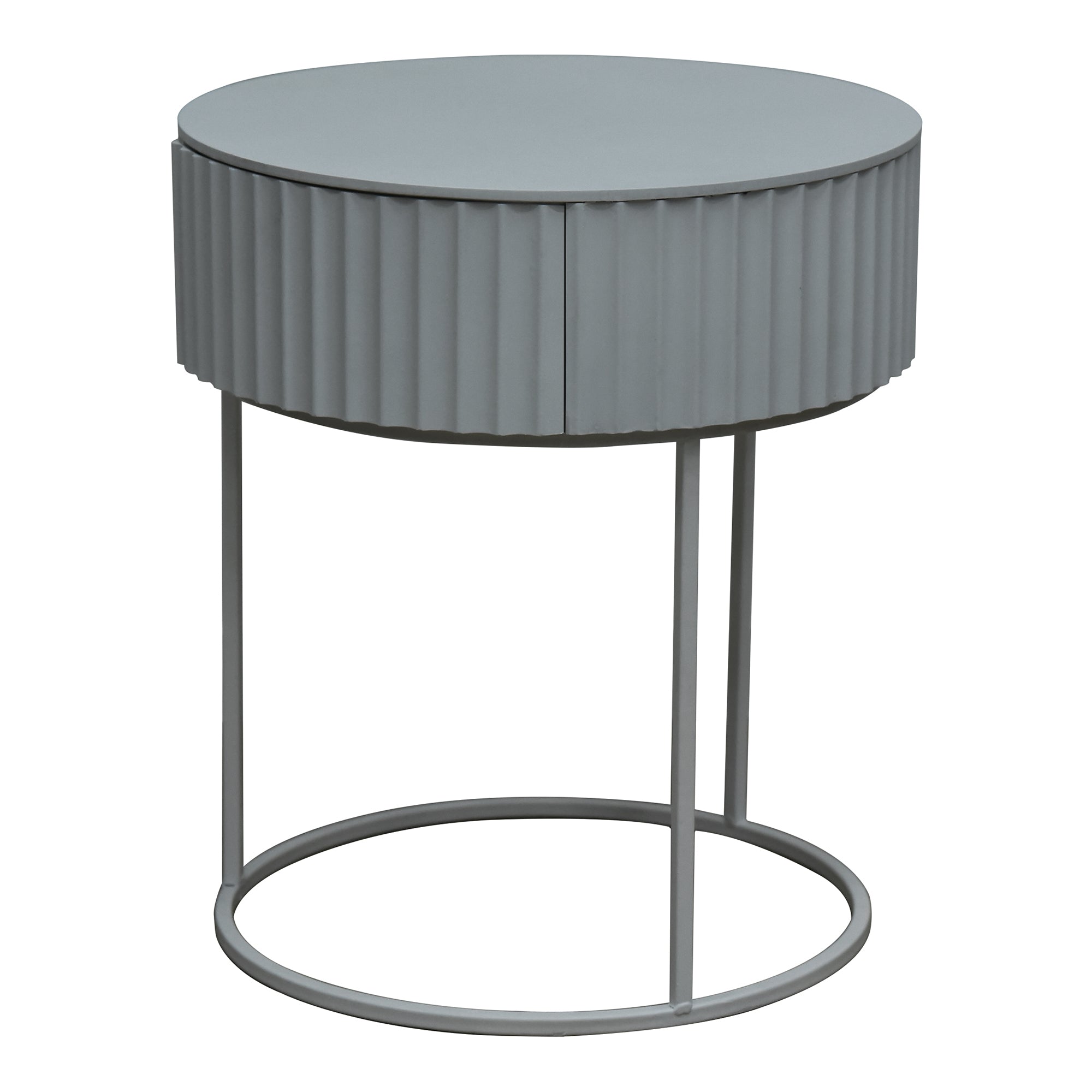 Tavolino Rotondo Rill da Salotto con Cassetto 46 x Ø40 cm - Grigio [en.casa]