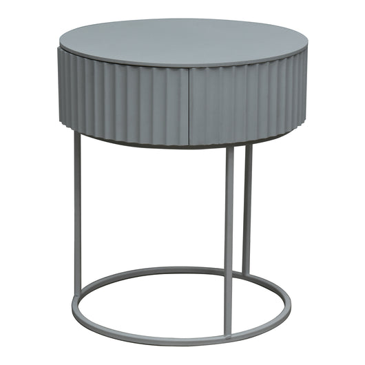 Tavolino Rotondo Rill da Salotto con Cassetto 46 x Ø40 cm - Grigio [en.casa]