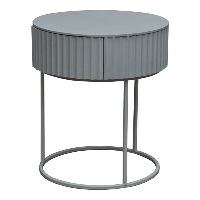 Tavolino Rotondo Rill da Salotto con Cassetto 46 x Ø40 cm - Grigio [en.casa]