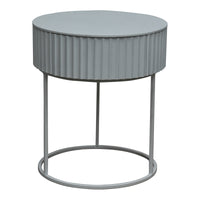 Tavolino Rotondo Rill da Salotto con Cassetto 46 x Ø40 cm - Grigio [en.casa]