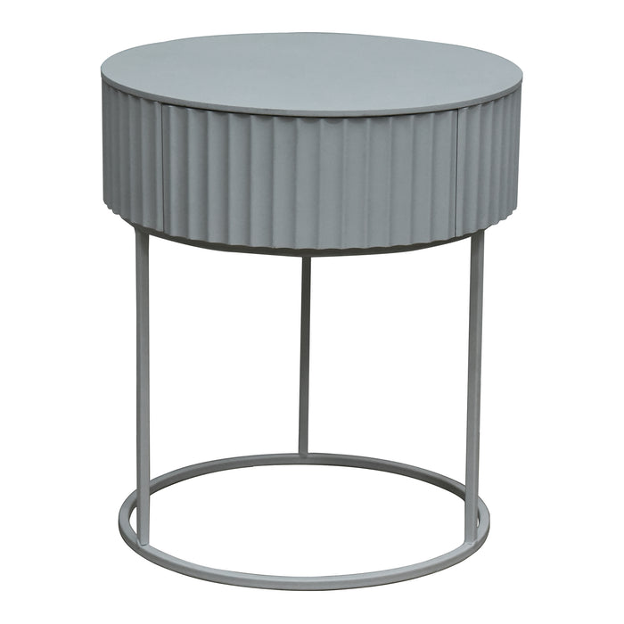 Tavolino Rotondo Rill da Salotto con Cassetto 46 x Ø40 cm - Grigio [en.casa]