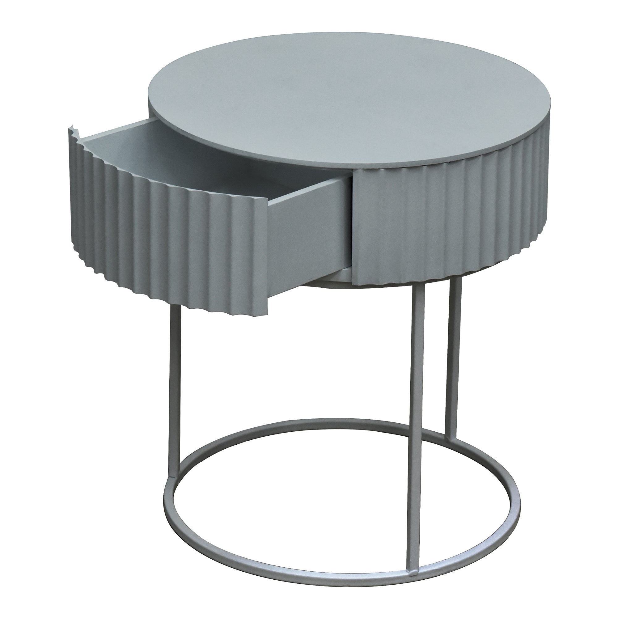Tavolino Rotondo Rill da Salotto con Cassetto 46 x Ø40 cm - Grigio [en.casa]