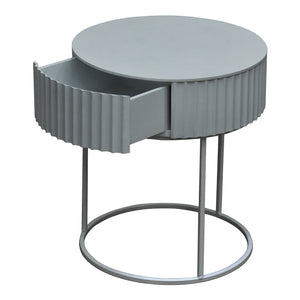 Tavolino Rotondo Rill da Salotto con Cassetto 46 x Ø40 cm - Grigio [en.casa]