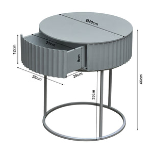 Tavolino Rotondo Rill da Salotto con Cassetto 46 x Ø40 cm - Grigio [en.casa]