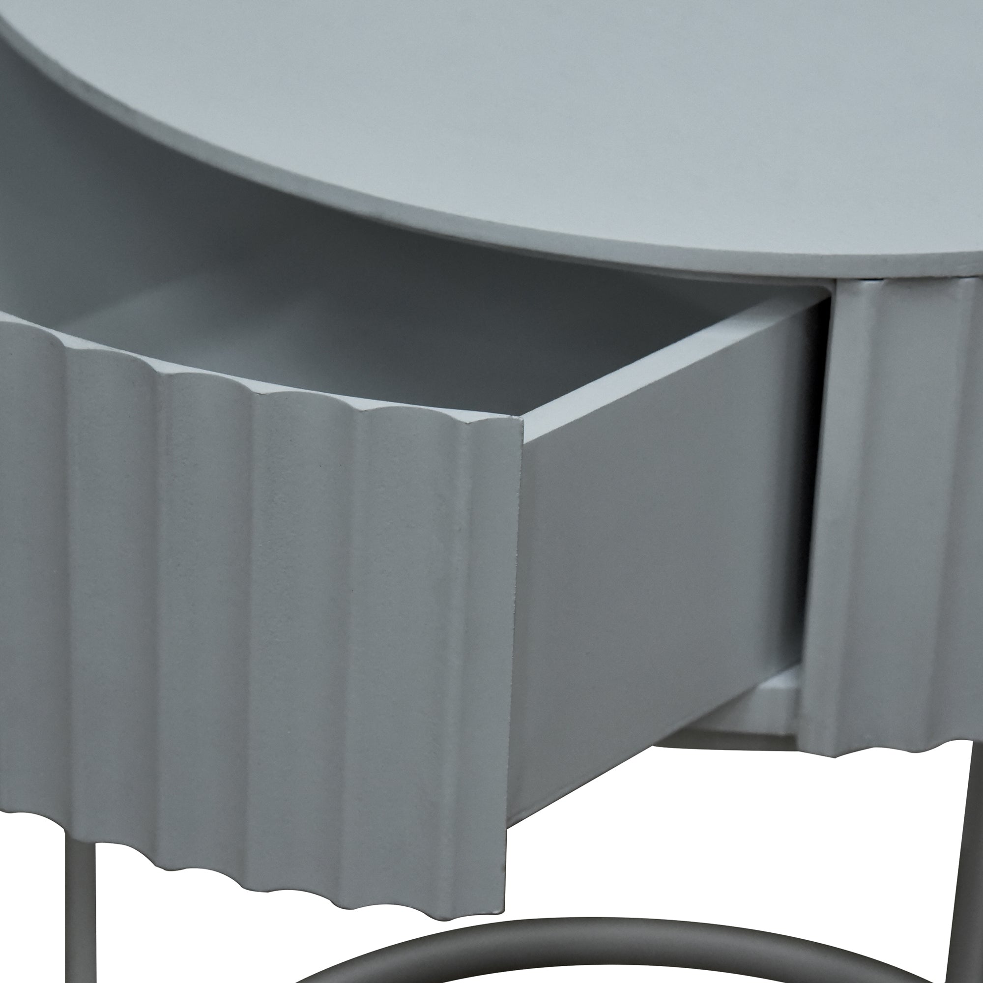 Tavolino Rotondo Rill da Salotto con Cassetto 46 x Ø40 cm - Grigio [en.casa]