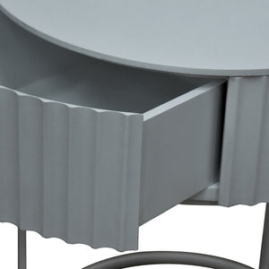 Tavolino Rotondo Rill da Salotto con Cassetto 46 x Ø40 cm - Grigio [en.casa]