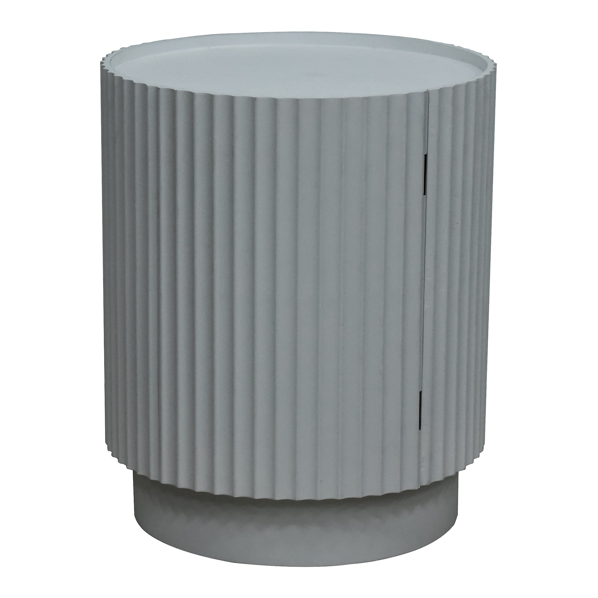 Tavolino Rotondo Rill con Anta e Scomparti Interni 49 x Ø40 cm - Grigio [en.casa]