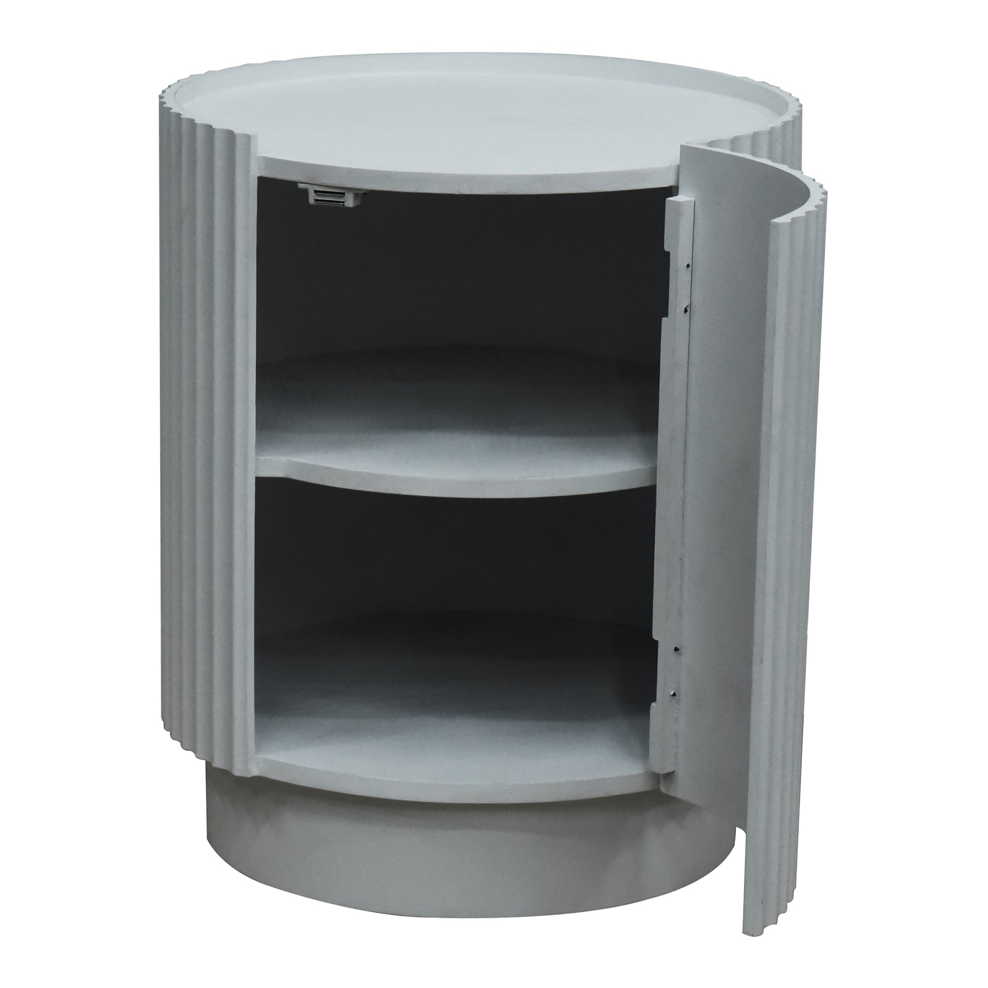 Tavolino Rotondo Rill con Anta e Scomparti Interni 49 x Ø40 cm - Grigio [en.casa]