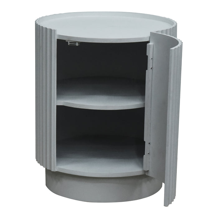 Tavolino Rotondo Rill con Anta e Scomparti Interni 49 x Ø40 cm - Grigio [en.casa]