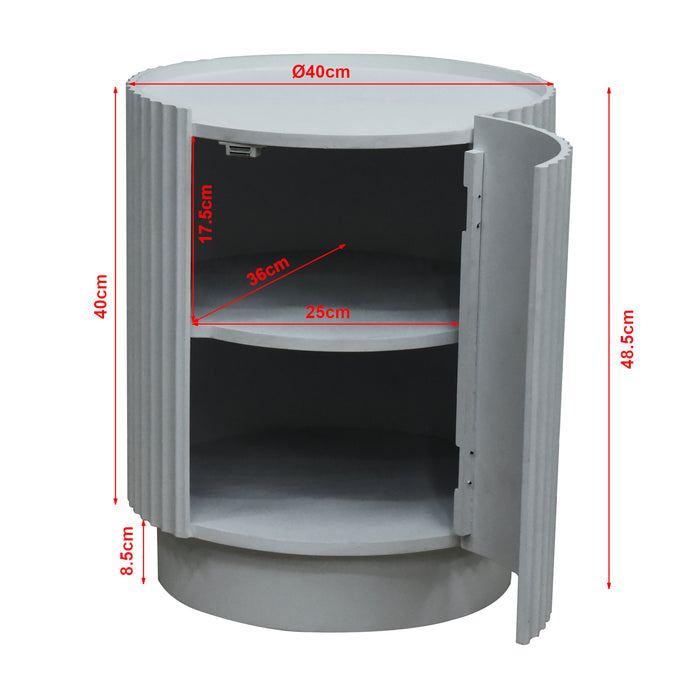 Tavolino Rotondo Rill con Anta e Scomparti Interni 49 x Ø40 cm - Grigio [en.casa]